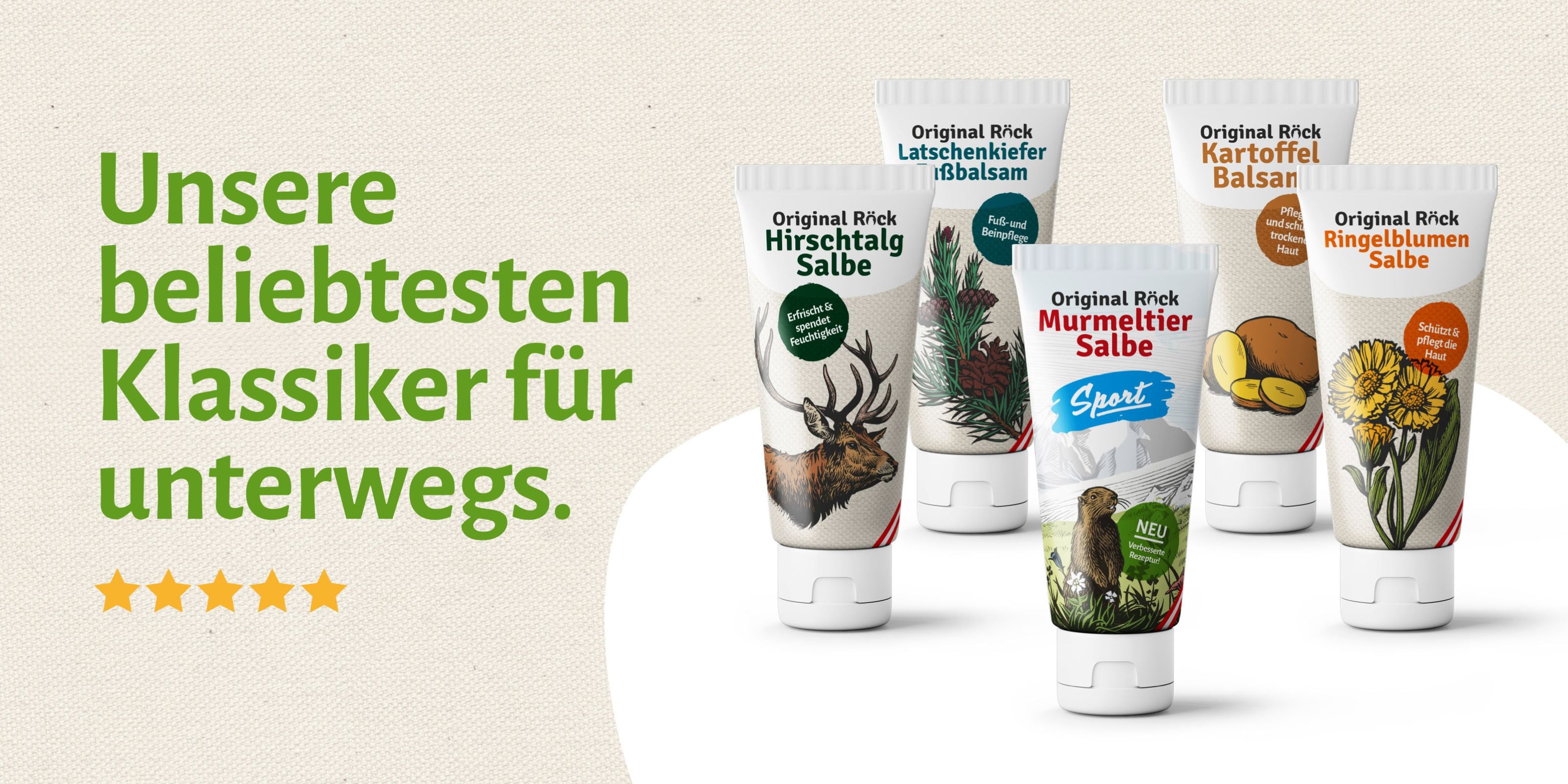 Naturprodukte Röck Salben Tuben - beliebt für unterwegs